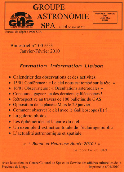 Bulletin du GAS - Janvier et F&eacute;vrier 2010