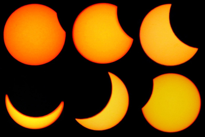 Image du mois d'avril 2015 - Phases partielles de l'clipse de Soleil du 20 mars par Gustave Vandersanden