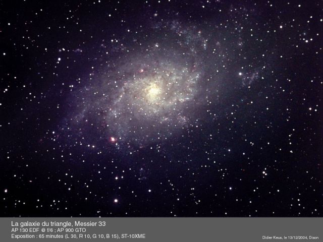 Image du mois de février 2005 - la Galaxie du Triangle (M33) par Didier Keus * Cliquez pour agrandir