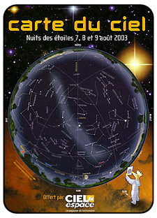 La carte du ciel des 7, 8 et 9 aout 2003