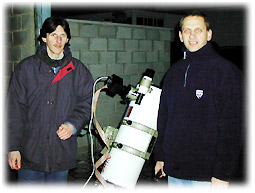 Vincent et Olivier avec l'Audine au foyer du telescope Vixen 