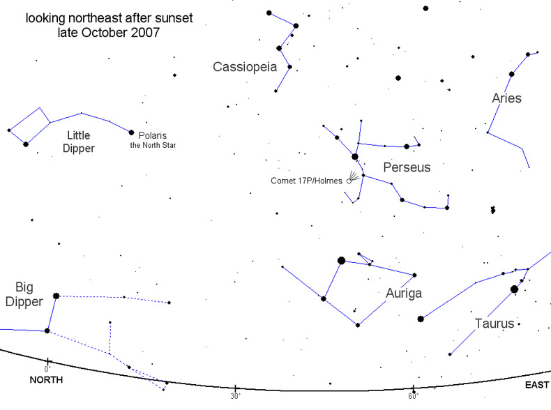 Position de la comète 17P/Holmes - @Spaceweather.com