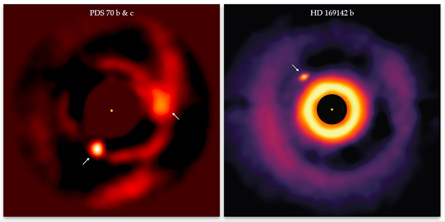 Exoplanètes en formation dans leurs disques protoplanétaires (Copyright Valentin Christiaens)
